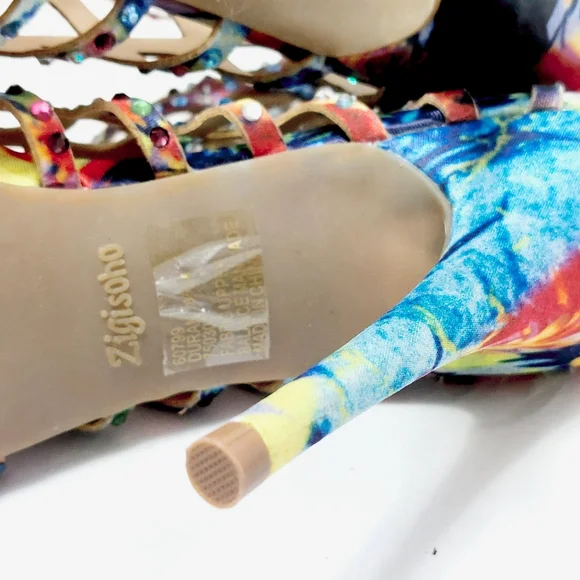 Zigi Soho Womens 8.5M Duran Rhinestone Cage Peep Toe Heels Multi-color NEW - Picture 8 of 10